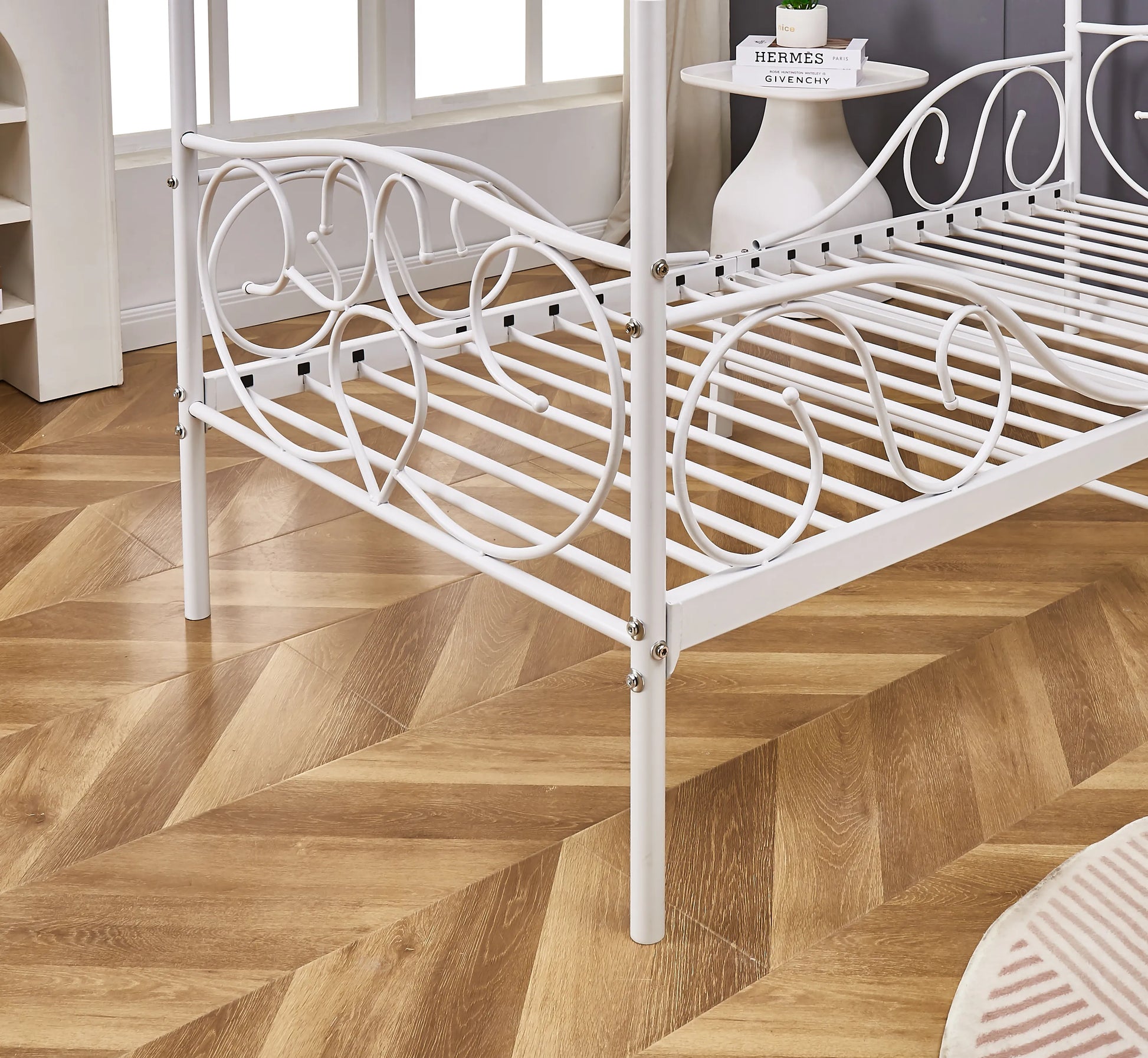 Lila Metal Four Poster Princess White Bed Frame