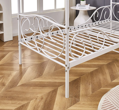 Lila Metal Four Poster Princess White Bed Frame