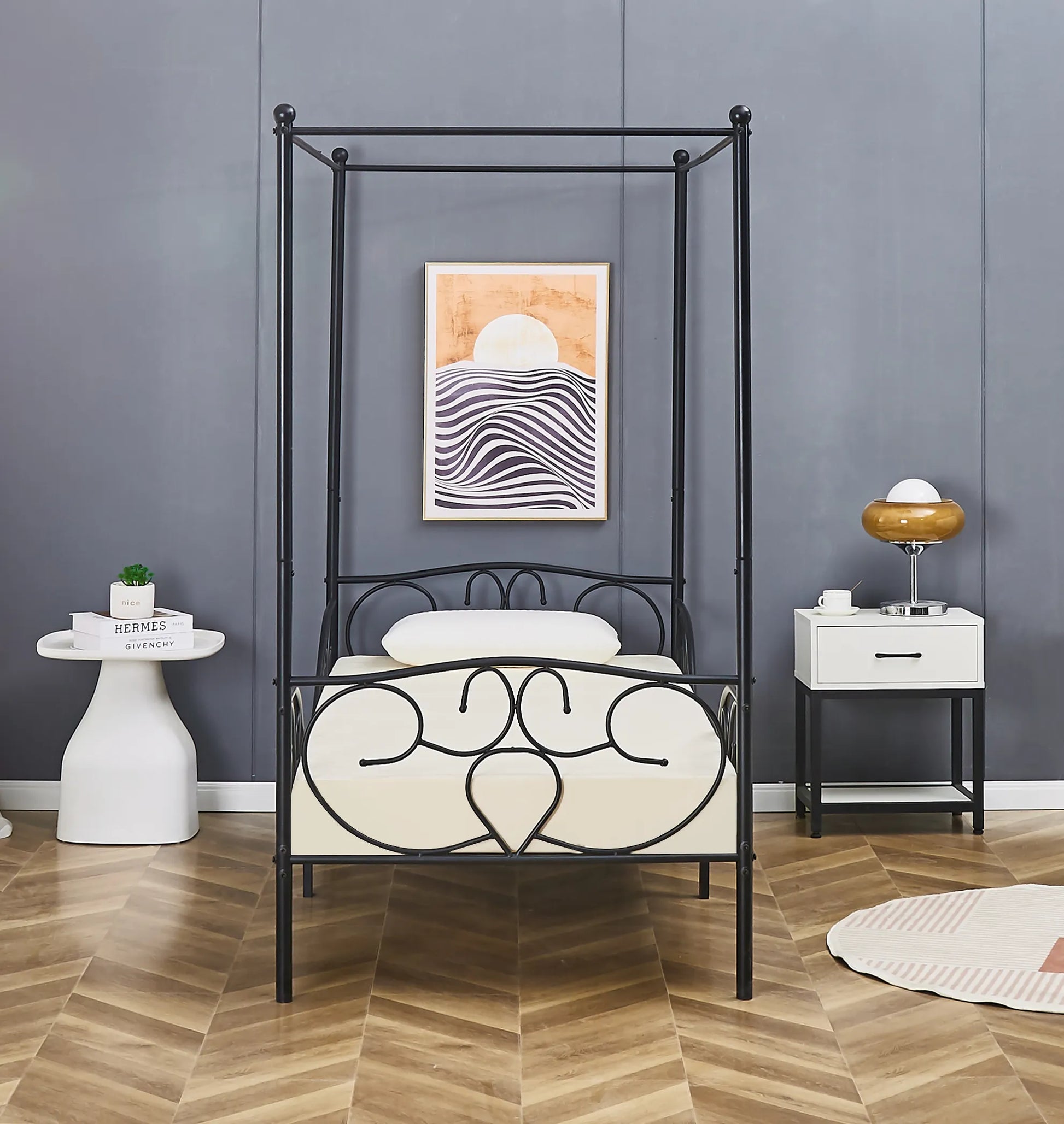 Lila Metal Four Poster Princess Black Bed Frame