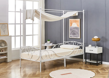 Lila Metal Four Poster Princess White Bed Frame