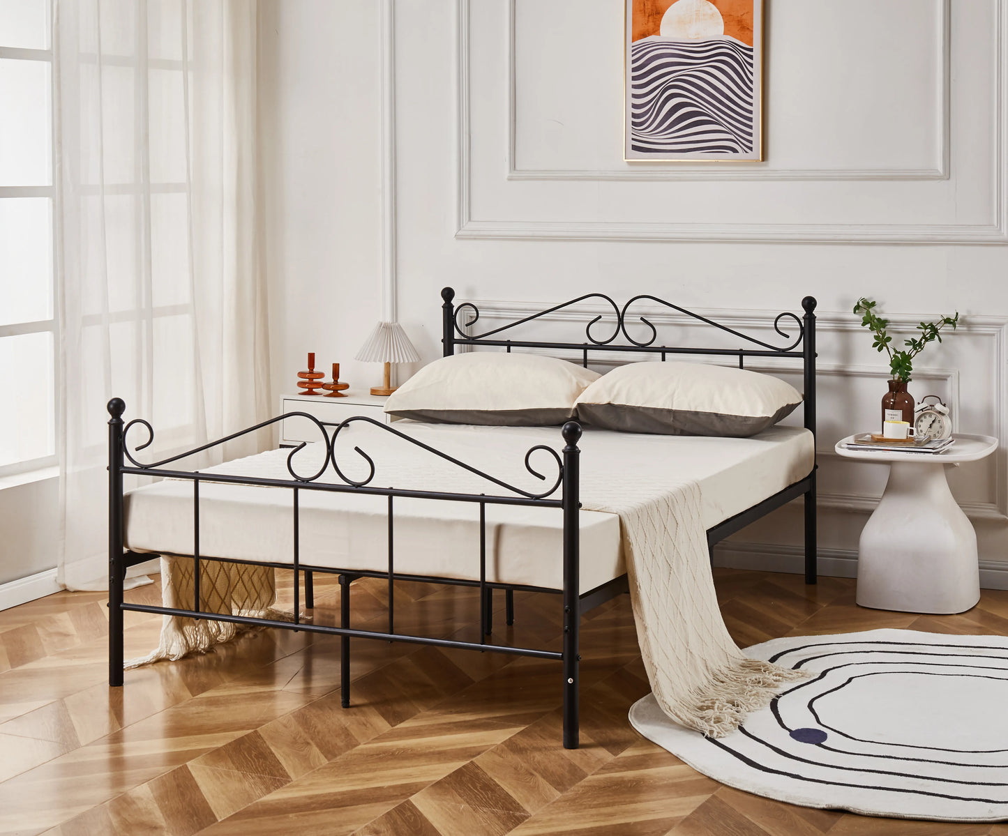 Lindale Vintage Black Metal Bed Frame