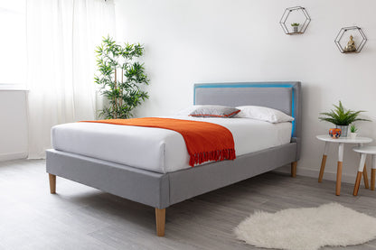 Ludlow LED Fabric Headboard Grey Fabric Upholstered Bed