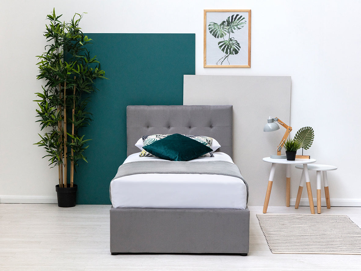 Lowther Grey Velvet Ottoman Storage Bed