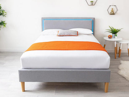 Ludlow LED Fabric Headboard Grey Fabric Upholstered Bed
