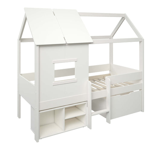 Ordi Mini Playhouse Mid Sleeper Bed with Storage