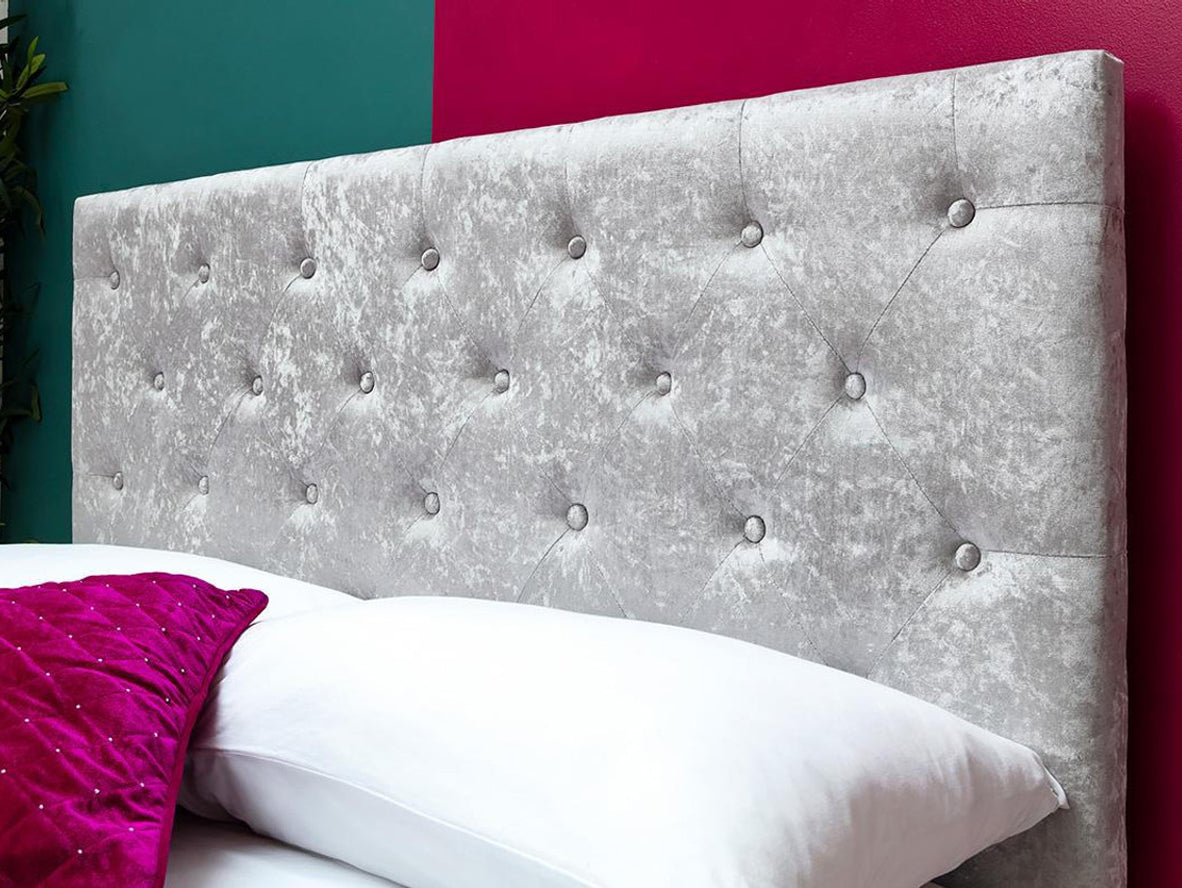 Parwich Crushed Silver Velvet Storage Ottoman Bed