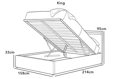 Stanlake LED Fabric Grey Fabric Ottoman Storage Bed