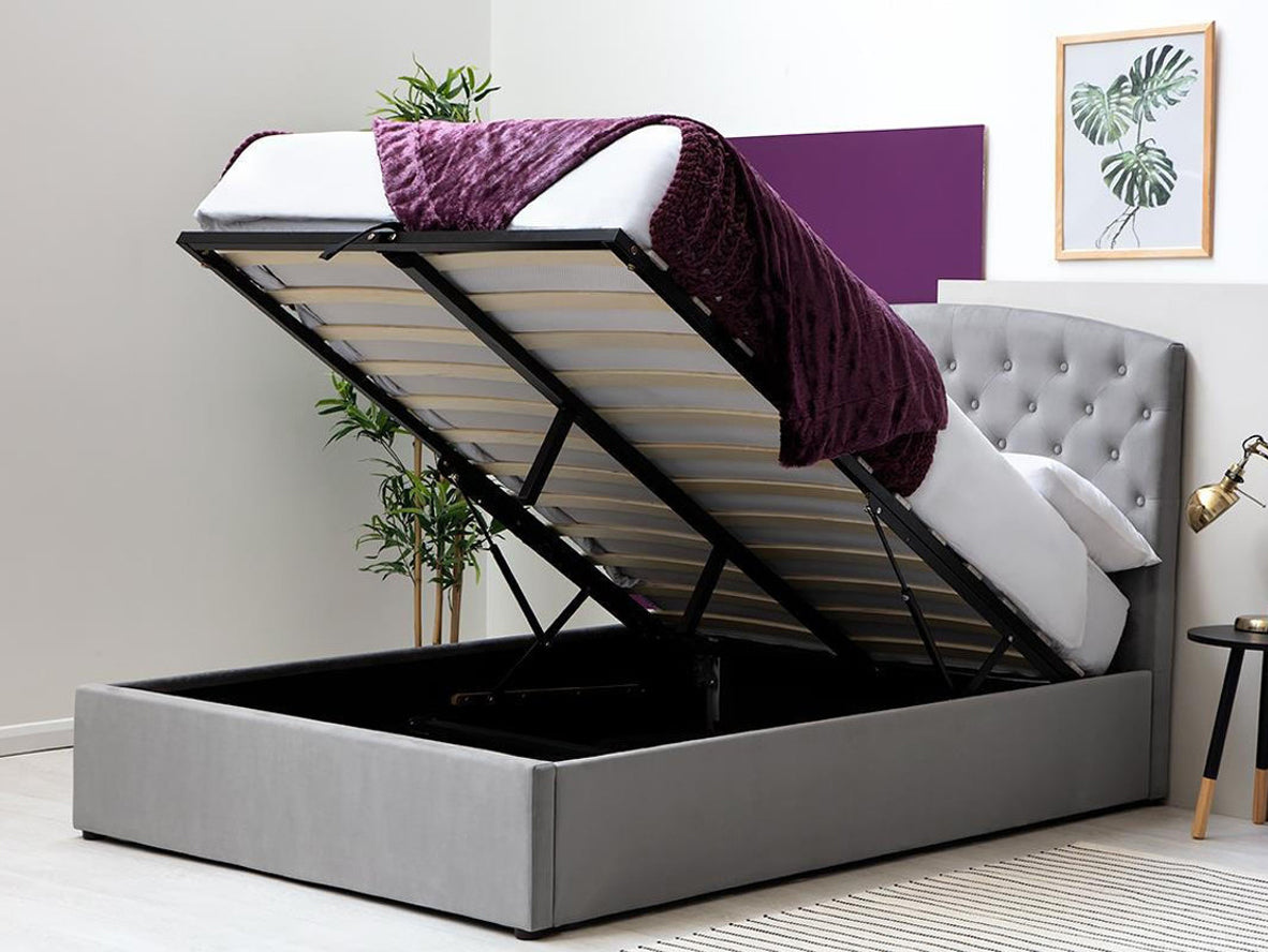 Sedgwick Grey Velvet Ottoman Storage Bed