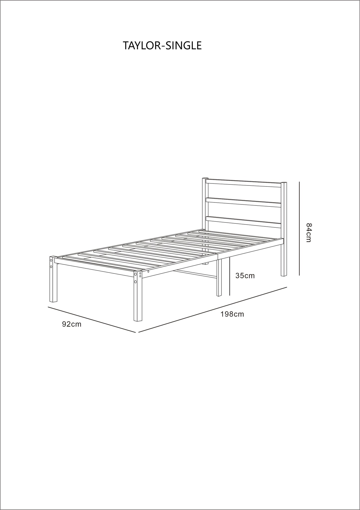 Taylor Minimalist Black Metal Bed Frame