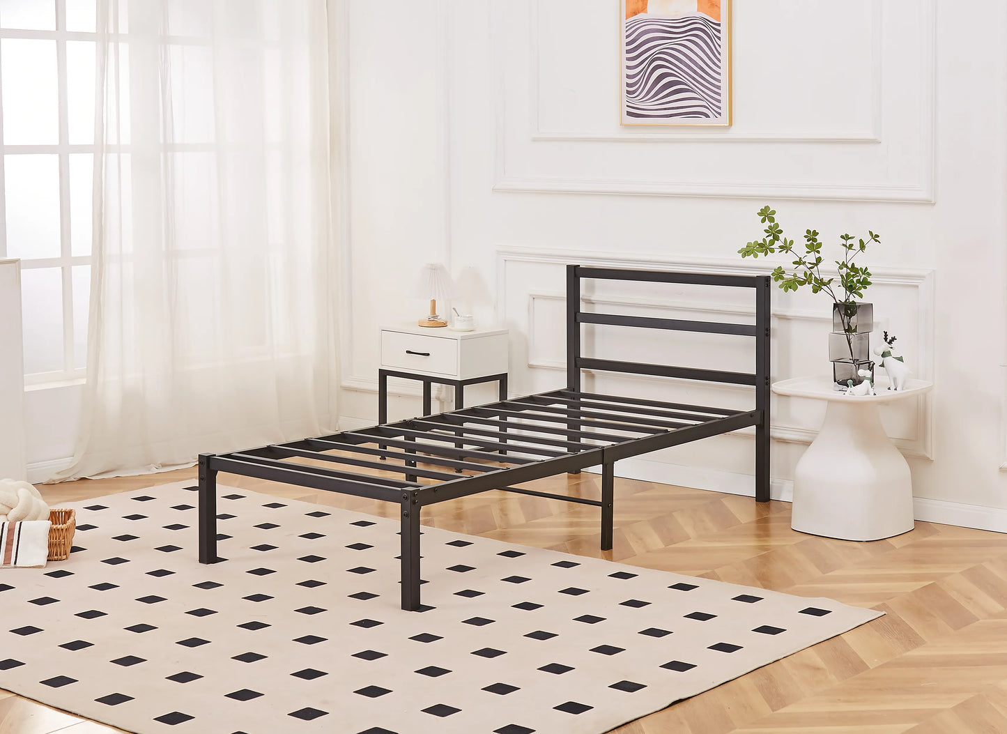 Taylor Minimalist Black Metal Bed Frame