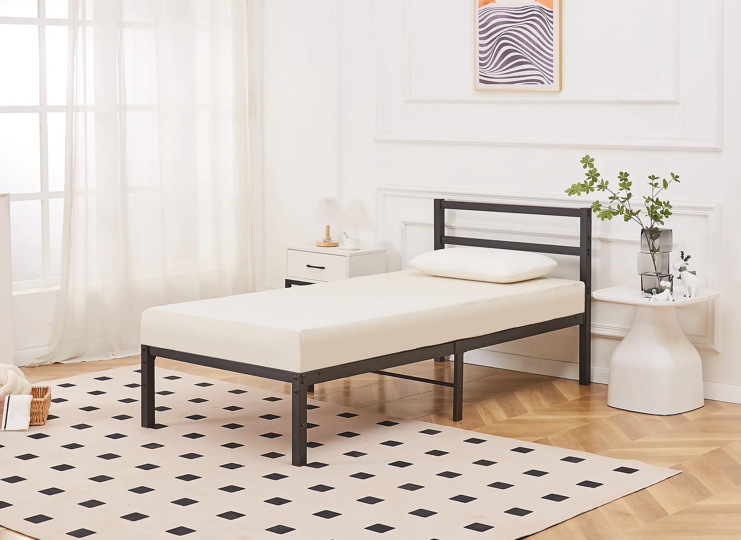 Taylor Minimalist Black Metal Bed Frame
