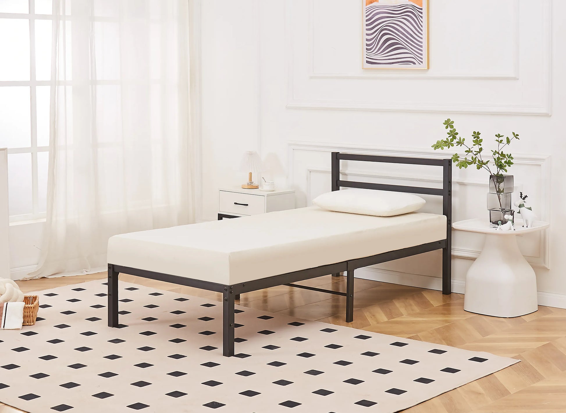 Taylor Minimalist Black Metal Bed Frame