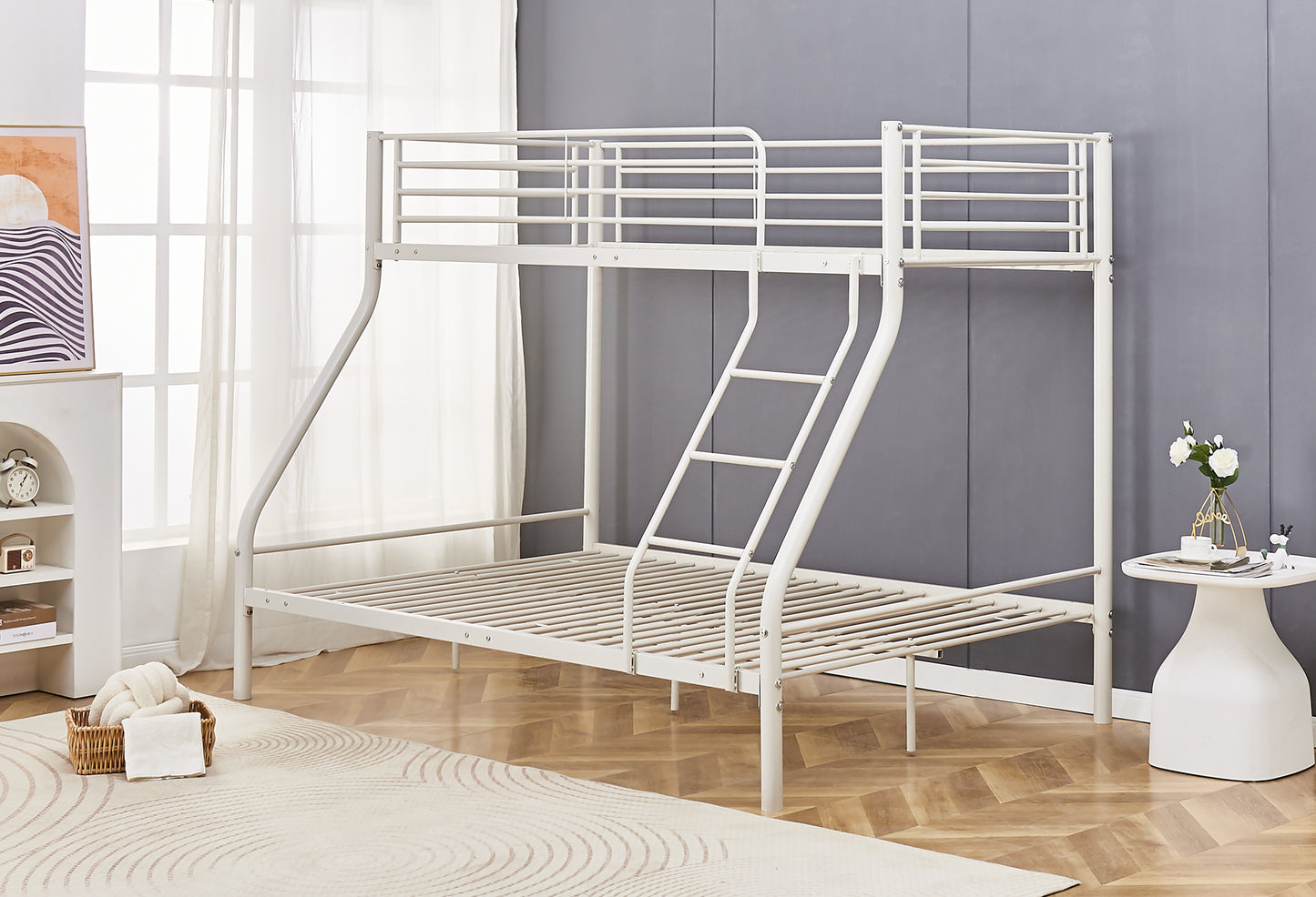 Triple Sleeper White Metal Bunk Bed