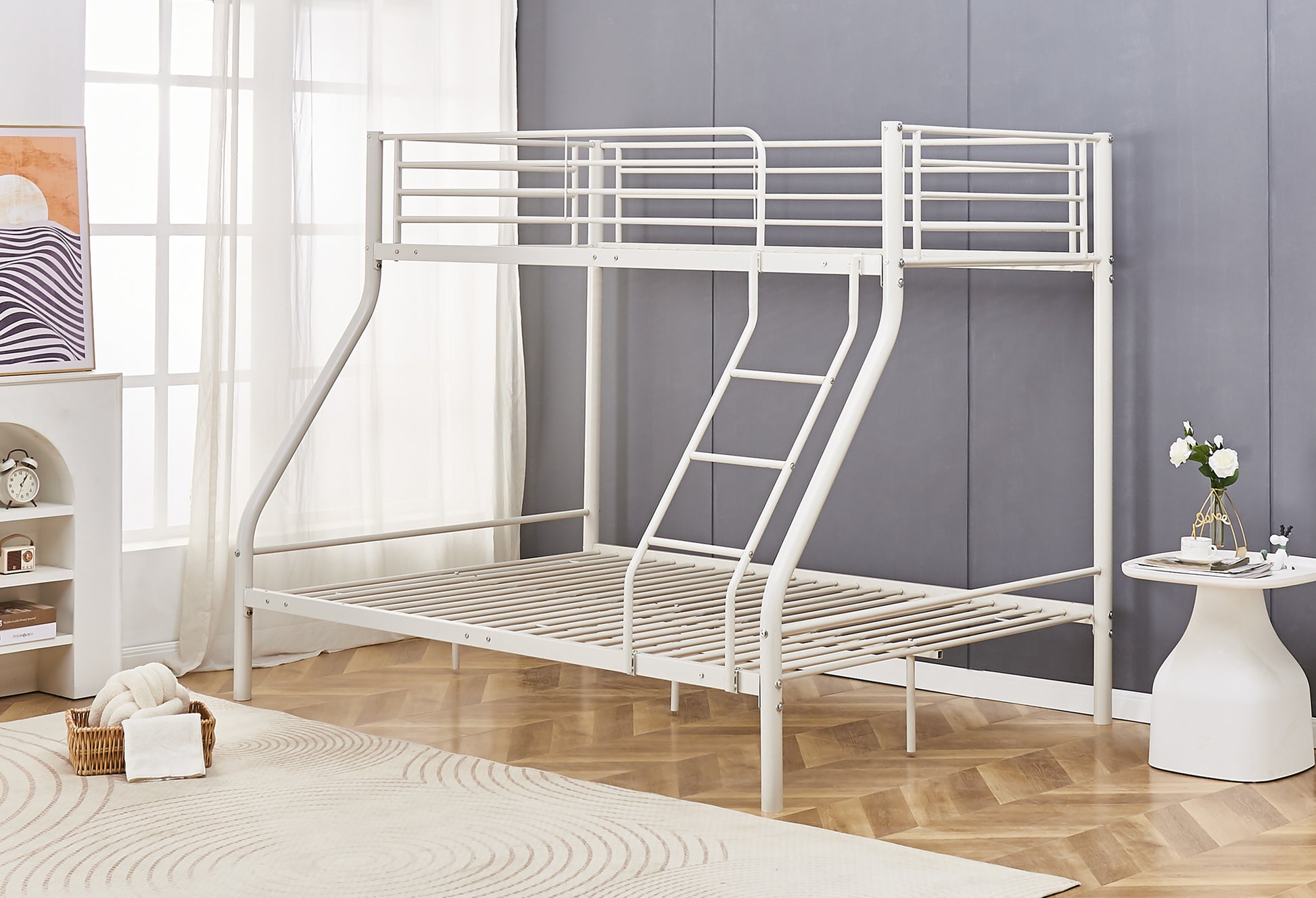 Triple Sleeper White Metal Bunk Bed