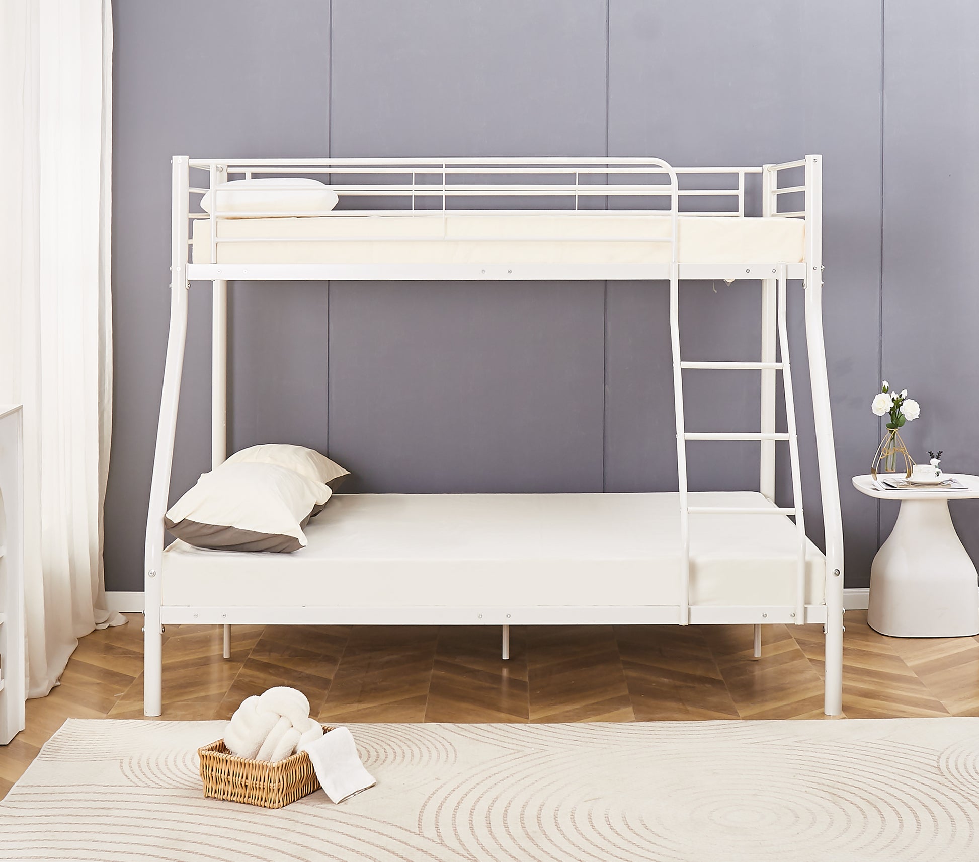 Triple Sleeper White Metal Bunk Bed