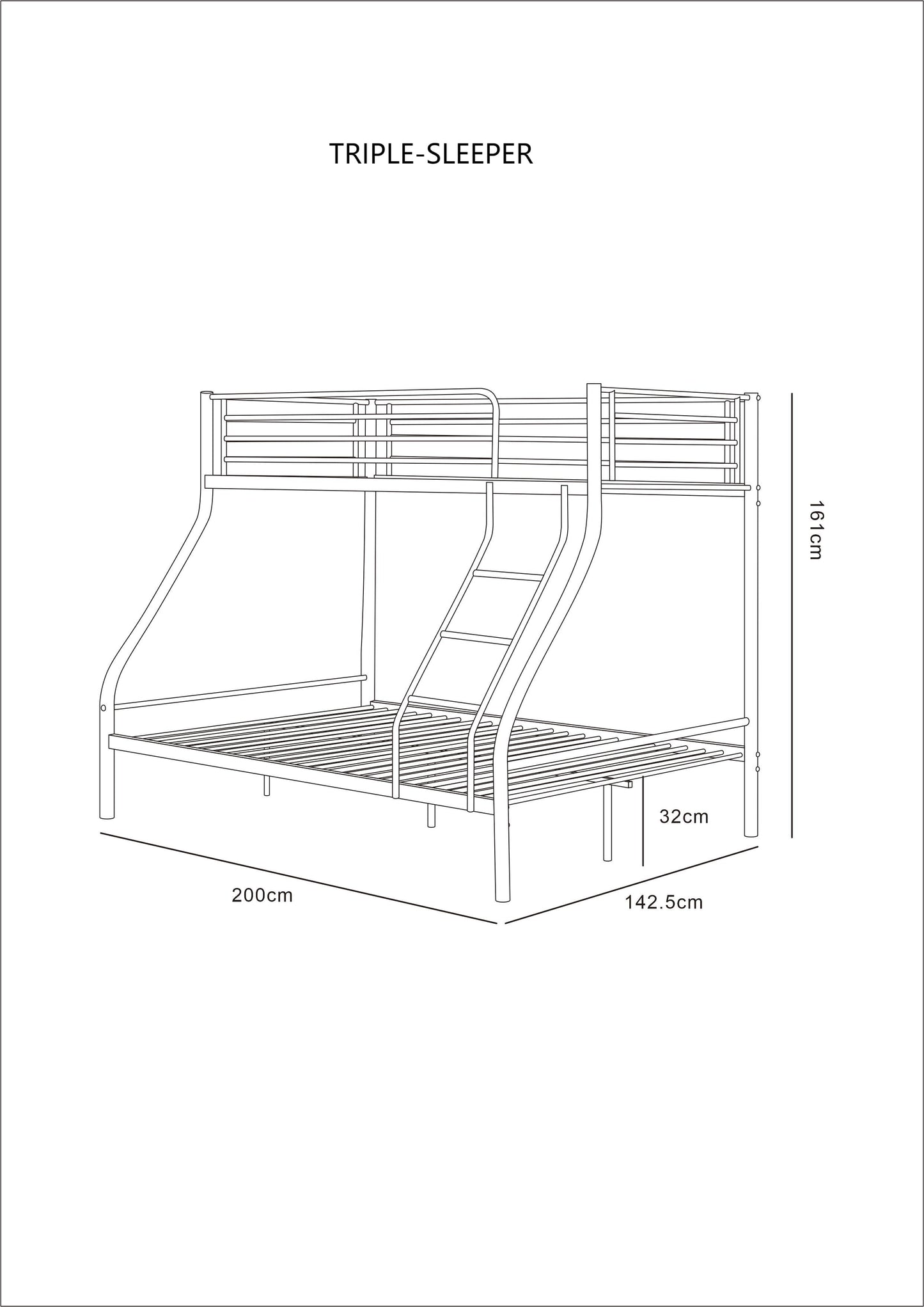 Triple Sleeper White Metal Bunk Bed