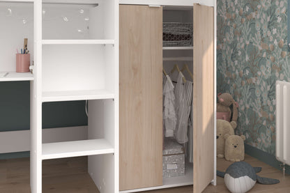 Tom Junior High Sleeper Bed, White & Natural