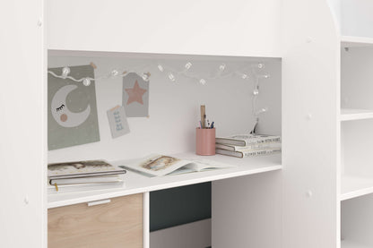 Tom Junior High Sleeper Bed, White & Natural