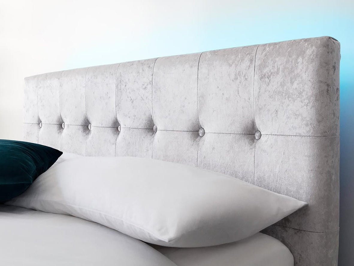 Torton LED Fabric Crushed Silver Fabric Bed