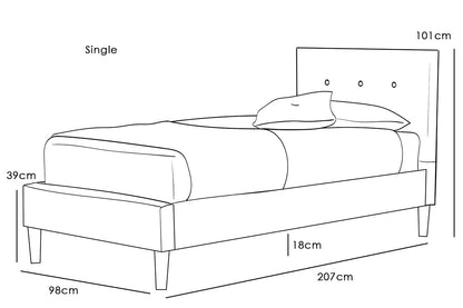 Wootton Scandinavian Crushed Silver Fabric Bed
