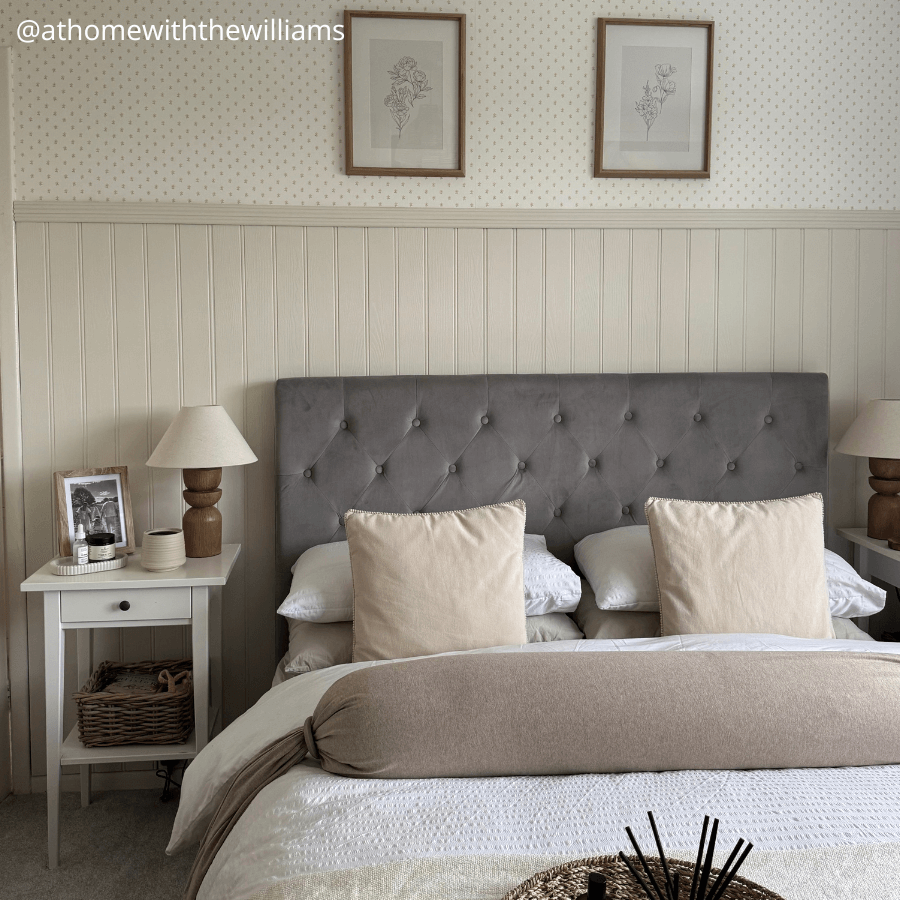 Parwich Grey Velvet Ottoman Bed