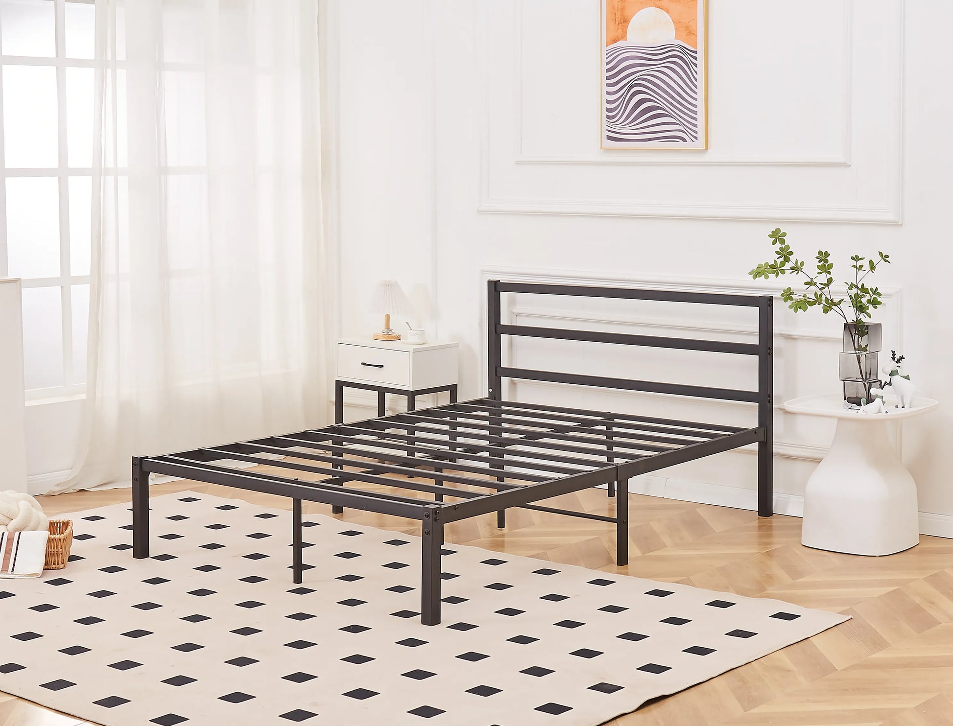 Taylor Minimalist Black Metal Bed Frame