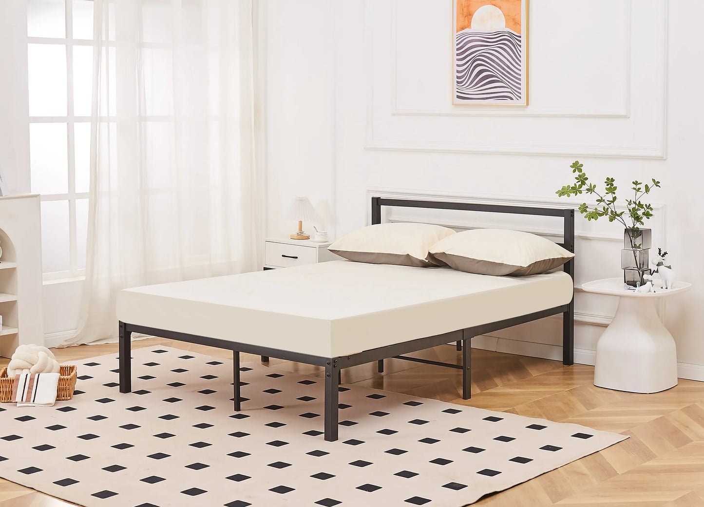 Taylor Minimalist Black Metal Bed Frame