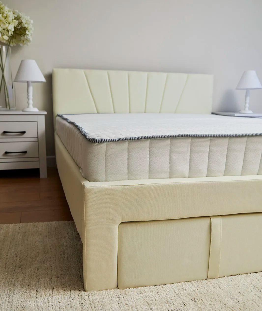 Newtown Cream Fabric Bed
