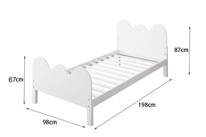 Kids Cloud White Wooden Single Bed Frame